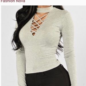 Gray fashion nova crop top sweater size small